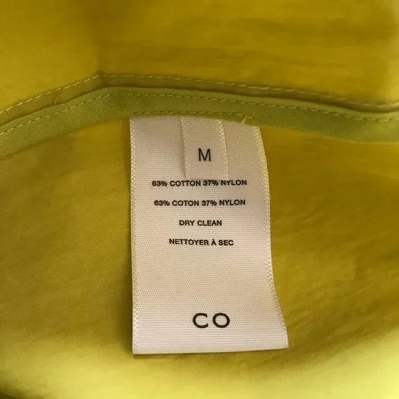 CO Half Placket Belted Shirt Dress Womens Medium Citron Yellow Short Sleeve Midi